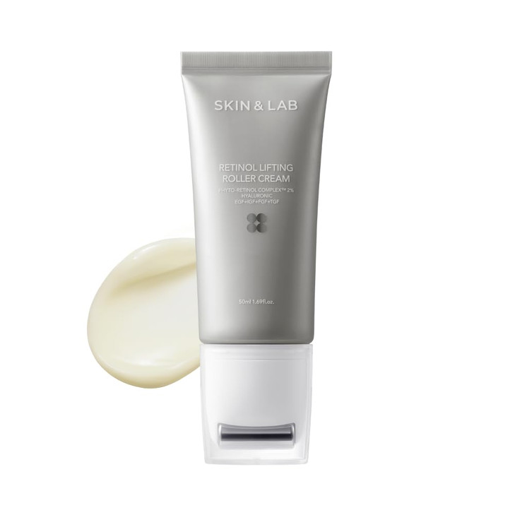 [SKIN&LAB] Retinol Lifting Roller Cream with Massage applicator, Vegan Anti Aging Face and Neck Cream for Reduce Wrinkles and Fine Line, For Face, Ne