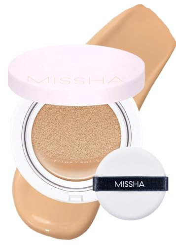 MISSHA Magic Cushion Foundation No.25 Warm beige for Light/Medium with Neutral Skin Tone, Flawless Coverage, Dewy Finish, Easy Application for All Sk