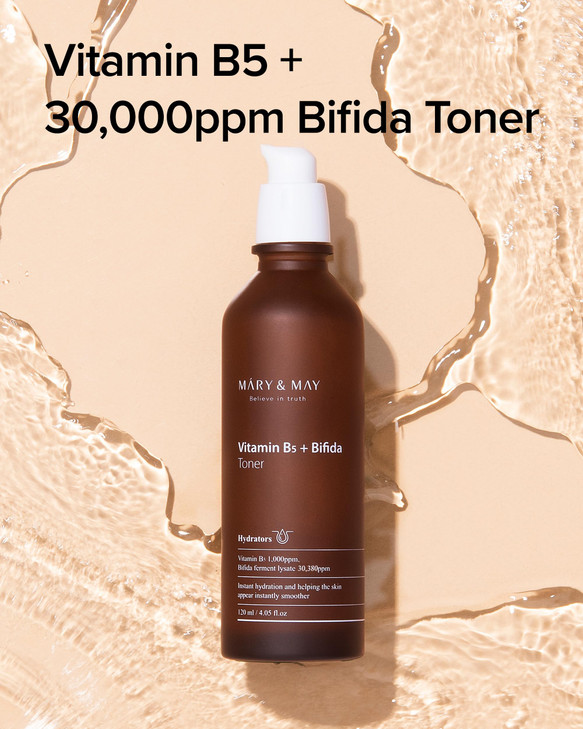 Mary&May Vitamin B5 + Bifida Toner - Nourishing Face Toner for Enhanced Skin Barrier Strength and Moisture Retention - 30,000ppm Bifida Fermentation