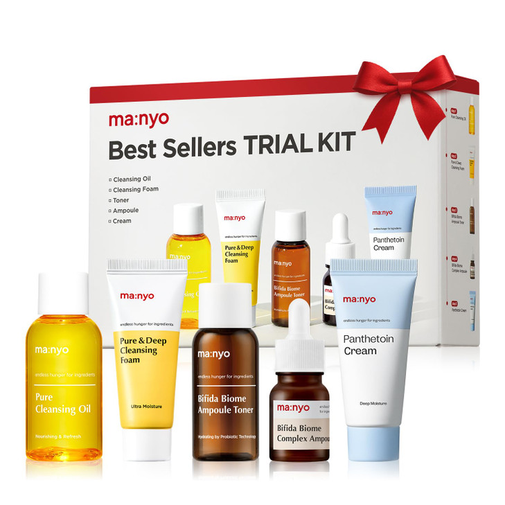 MA:NYO Best Sellers Kit | Travel size Trial & Gift Set | Pure Cleansing Oil, Pure Cleansing Foam, Bifida Biome Ampoule, Bifida Biome Toner, Panthetoi