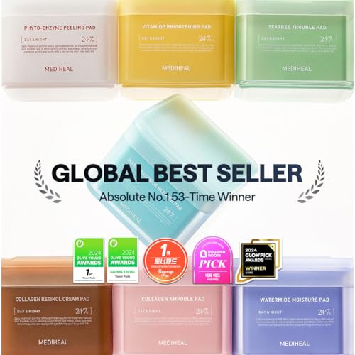 MEDIHEAL Toner Pads - Retinol Collagen Lifting Pad (100 counts) for Skin Rejuvenation & Firming - Lifting Pads for Enhancing Skin Texture - Vegan Str