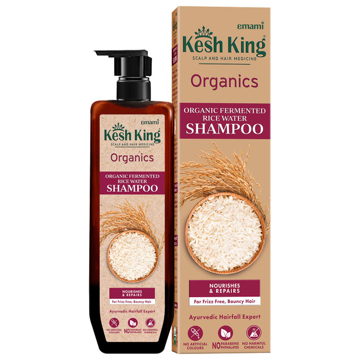 KESH KING Organics Fermented rice water shampoo for dry and frizzy hair | Nourishes hair | 300ml