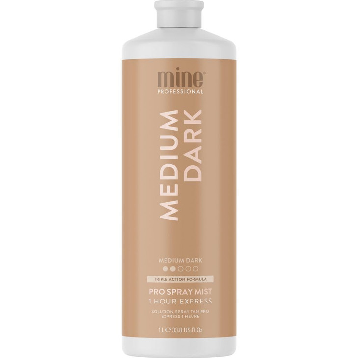 MineTan Spray Tan Solution | Medium Dark - Fake Tanning Mist Best for Subtle Bronzed Glow Skin Finish, Fast Drying, 1 Hour Express, Hydrating, Salon