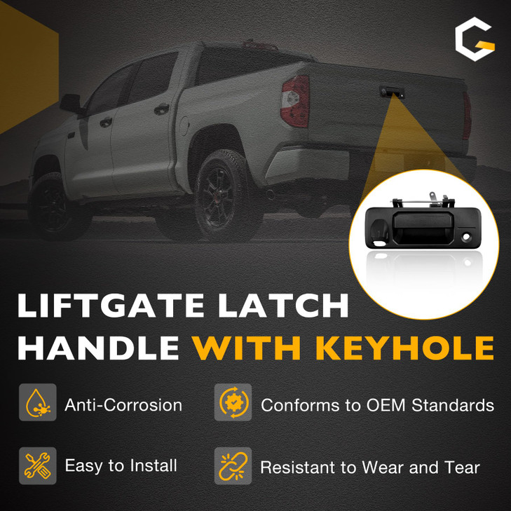 Gledewen Tailgate Handle Tailgate Latch Handle with Camera Hole | Compatible with 2014-2021 Toyota Tundra, 2016-2021 Toyota Tacoma | Replace# 69090-0