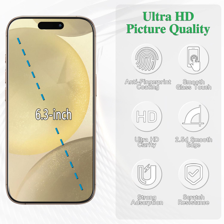 Pokolan 3 Pack Screen Protector for iPhone 16 Pro (6.3-inch) Tempered Glass, 9H Hardness, Case Friendly, Anti Scratch, HD Clear