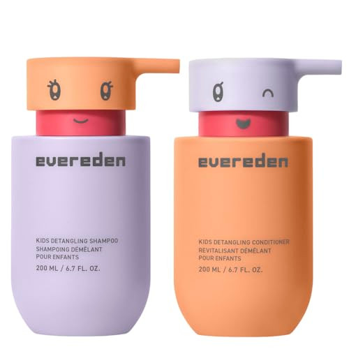 Evereden Kids Haircare Set: Hair Detangling Shampoo & Conditioner for Children Ages 3+, Plant Protein Peptides & Argan Oil, Vegan, Free from Sulfate,