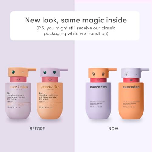 Evereden Kids Haircare Set: Hair Detangling Shampoo & Conditioner for Children Ages 3+, Plant Protein Peptides & Argan Oil, Vegan, Free from Sulfate,