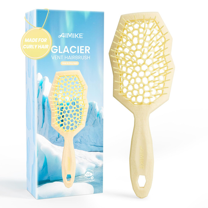 AIMIKE Glacier Detangling Brush, Pain-Free Detangler Brush for Curly Hair Wet & Dry Use, Glide Through Tangles with Ease, Vented Hair Brush for Women
