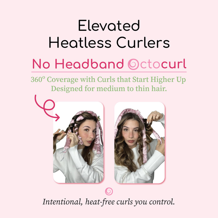 Octocurl No Headband Heatless Curlers for Medium to Thin Hair  Lightweight Curling System for Controlled, 360° Heat-Free Curls