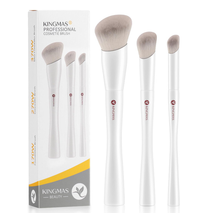 KINGMAS Angled Foundation Brush Concealer Brush, Premium Kabuki Makeup Brush for Liquid, Blending, Cream, Powder, Blush Buffing Stippling Face Makeup