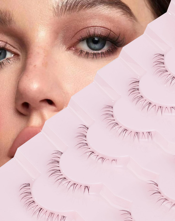Jiocolor Lashes Bottom Lashes Strip Natural Bottom Eyelashes Wispy Under False Lashes Lower Lashes Extension Clear Band Mink Lashes 7 Pairs R1