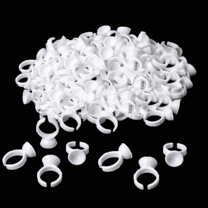 NXJ INFILILA Glue Rings, 600PCS Disposable Lash Extension Supplies, Adjustable Plastic Holder Rings for Beauty, Convenient for Makeup, Nail Art, Tatt