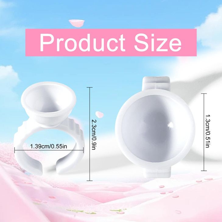 NXJ INFILILA Glue Rings, 600PCS Disposable Lash Extension Supplies, Adjustable Plastic Holder Rings for Beauty, Convenient for Makeup, Nail Art, Tatt
