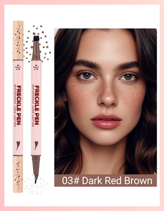 Erinde 2-In-1 Dual-Ended Freckle Pen & Freckle Stamp, Waterproof Freckles Makeup Kit with Precise Curved Tip for Natural, Lifelike Faux Freckles, Lon