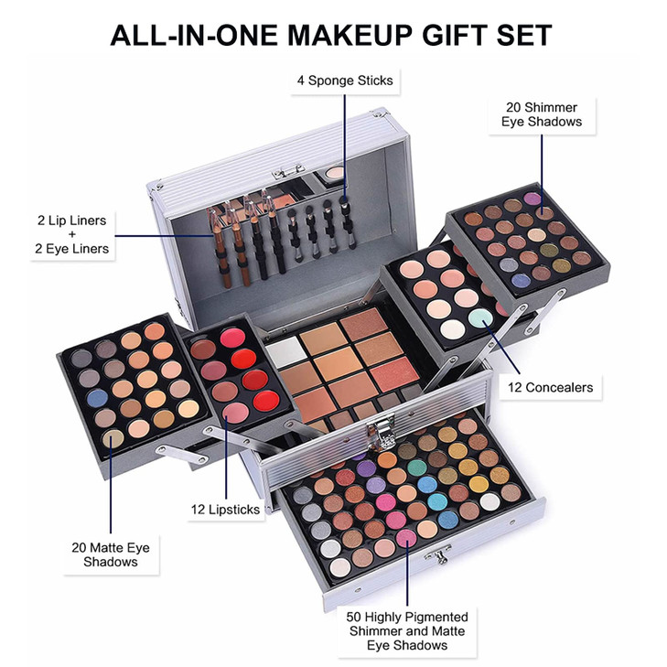 UNIFULL 132 Color All- In- One Makeup For Women Full Kit,Professional Makeup Kit,Makeup Gift Set for Women,Girls&Teens,Include eyeshadow/lipstick/con