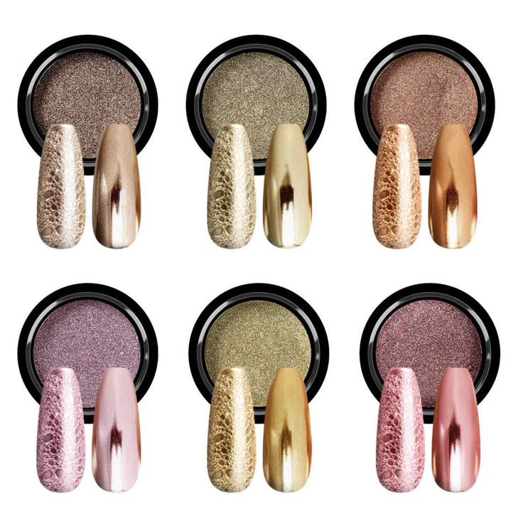 SAVILAND Chrome Nail Powder Set: 12 Colors Metallic Mirror Chrome Nail Powder for Gel Polish Silver Gold Nail Chrome Holographic Pigment Powder for M