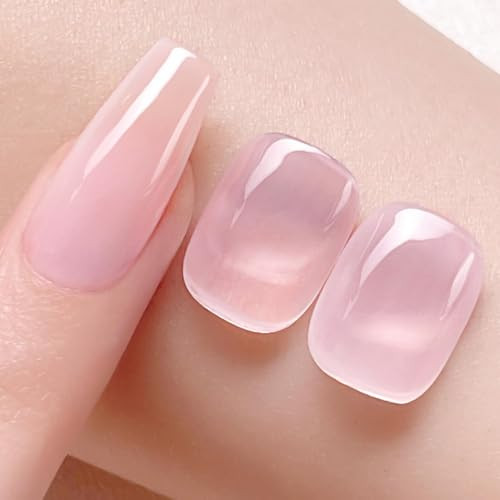 Born Pretty French Manicure Kit, Nail Stamper and 2Pcs Gel Nail Polish, Include Jelly Milky Pink White Colors for French Tip, U V Light Cure