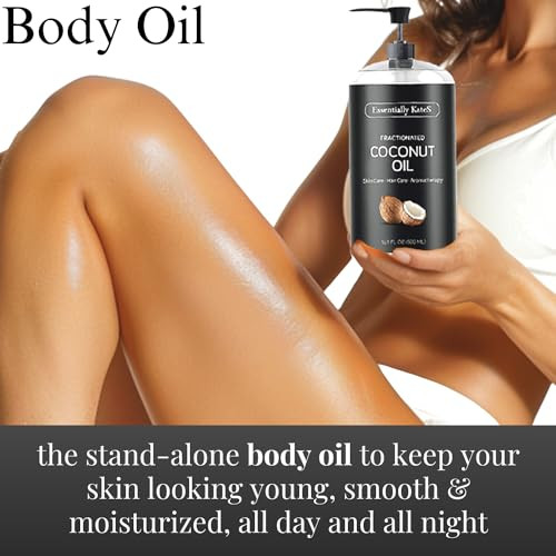 Essentially KateS Fractionated Coconut Oil 33.8 Fl Oz (2 x 16 Fl Oz) - Pack of 2 - Body Oil, Massage Oil, Hair Oil, Carrier Oil for Essential Oils -