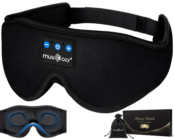 MUSICOZY Sleep Headphones Bluetooth 5.4 Headband Sleeping Eye Mask for Mom Women Men Wireless Music Earbuds Earphones for Side Sleepers Built-in HD S