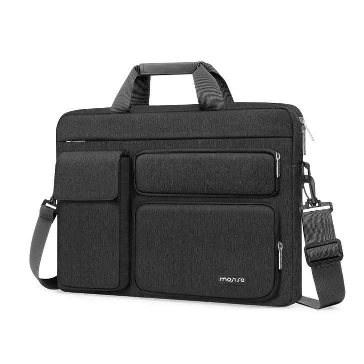 MOSISO Laptop Shoulder Bag 15.6 inch, 15-15.6 inch Computer Bag Compatible with MacBook Pro 16 inch, HP, Dell, Lenovo, Notebook with 2 Raised&1 Flapo