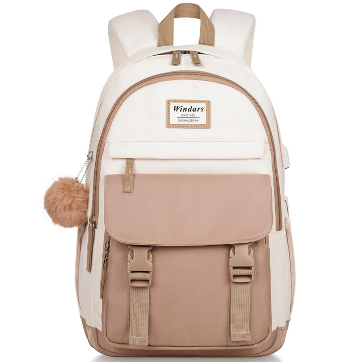 WINDARS School Backpack for Teen Girls, Cute College Backpacks for Women Students Aesthetic Bookbag Large 17.3 Inch Laptop Bag Middle School Travel B