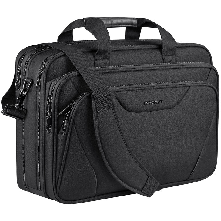 KROSER Laptop Bag Premium Laptop Briefcase Fits Up to 17.3 Inch Laptop Expandable Water-Repellent Shoulder Messenger Bag Computer Bag for Travel/Busi