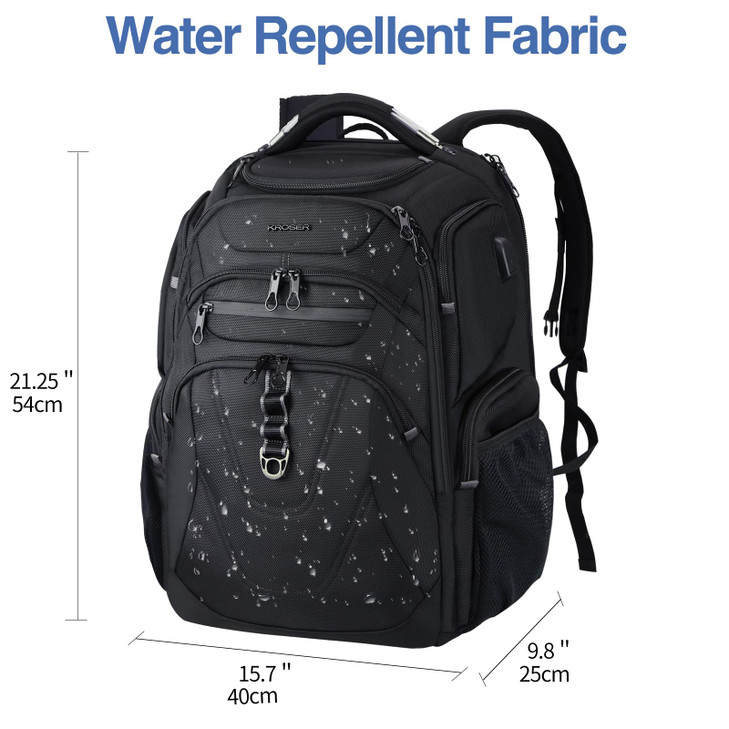 KROSER TSA Friendly Travel Laptop Backpack 18.4 inch XXXL Gaming Backpack Water-Repellent College Daypack Business Backpack with RFID Pockets & USB P