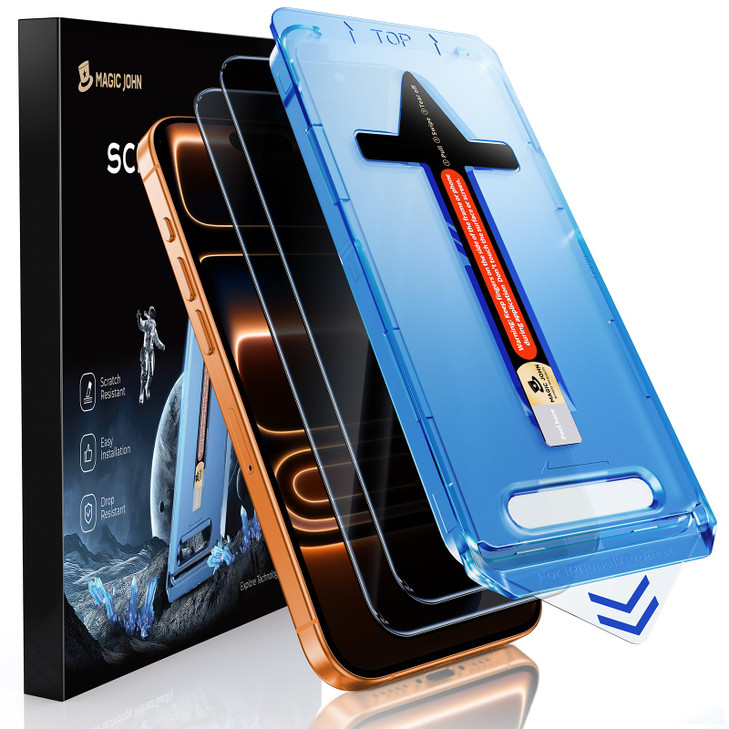 MAGIC JOHN 2 Pack for iPhone 17 Pro Max 6.9 inch Privacy Glass Screen Protector-[Anti-Spy] Auto Dust-Elimination, Bubble Free, Easy Installation, Dai