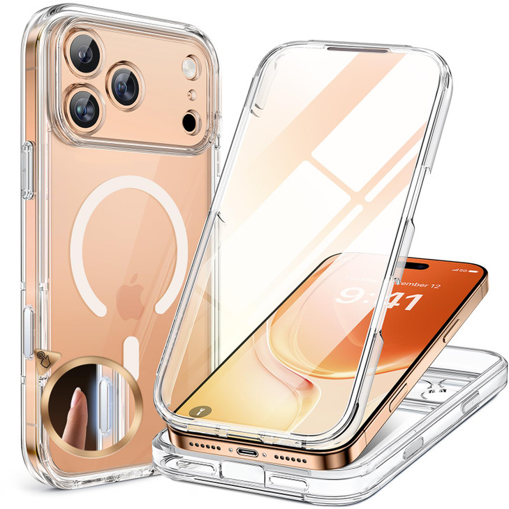 Miracase for iPhone 17 Pro Max Case 6.9" Full-Body Phone Case with Built-in Glass Screen Protector& Full Camera Protector,[Magnetic with MagSafe] Dro