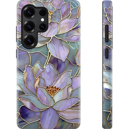 Esdot for Samsung Galaxy S23 Ultra Case - Wireless Charging Compatible  Dual-Layer Soft Silicone + Hard Shell - Wildflower Design - Protective Phone