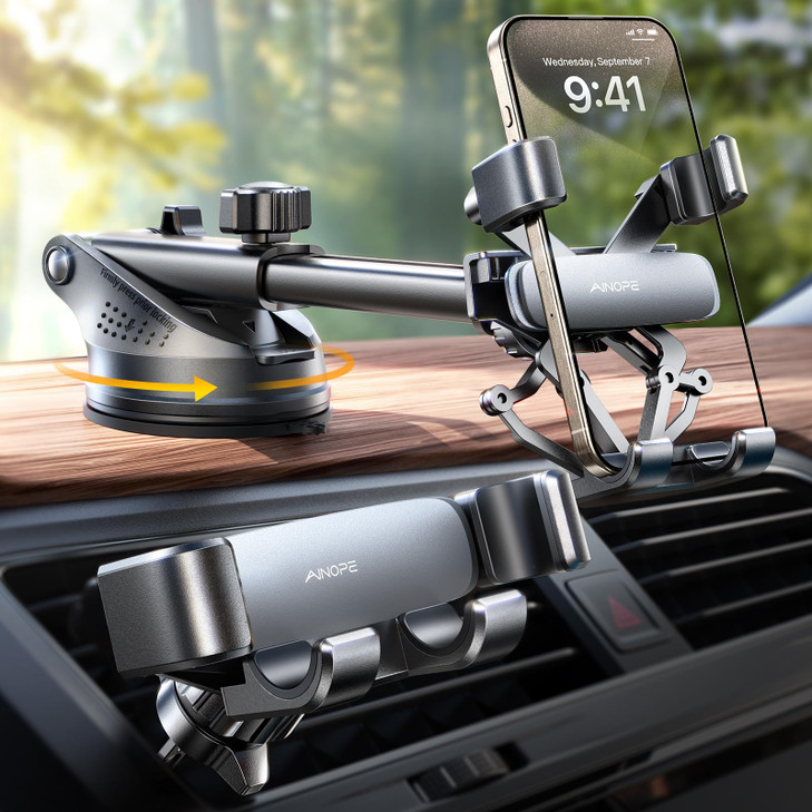 AINOPE Phone Mount for Car 3-1 Gravity Car Phone Holder Mount for Car Dashboard Windshield Air Vent Cell Phone Holder Car for iPhone 15 Pro Max 14 13