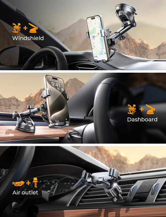 AINOPE Phone Mount for Car 3-1 Gravity Car Phone Holder Mount for Car Dashboard Windshield Air Vent Cell Phone Holder Car for iPhone 15 Pro Max 14 13