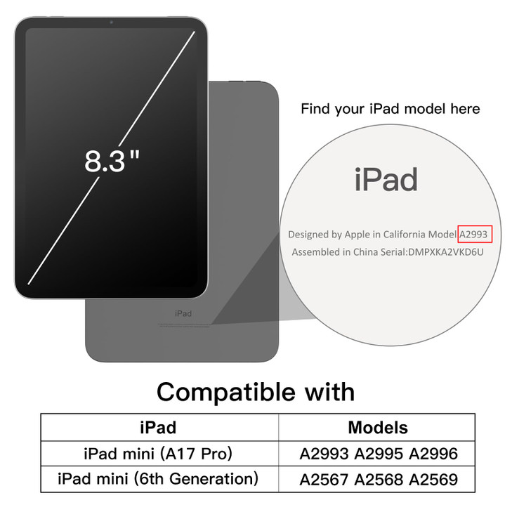 JETech Case for iPad mini (A17 Pro, 2024 Model, 7th Generation) / mini 6 (2021 Model, 6th Generation), Slim Stand Hard Back Shell Smart Cover with Au