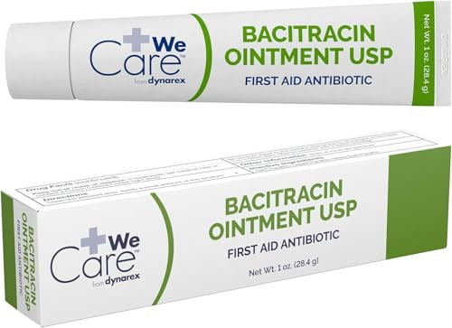 Dynarex Bacitracin Topical Ointment USP - First Response Wound Care Supplies for Minor Cuts, Scrapes & Burns - Helps Keep Wounds Clean - 2 Count, 1 o