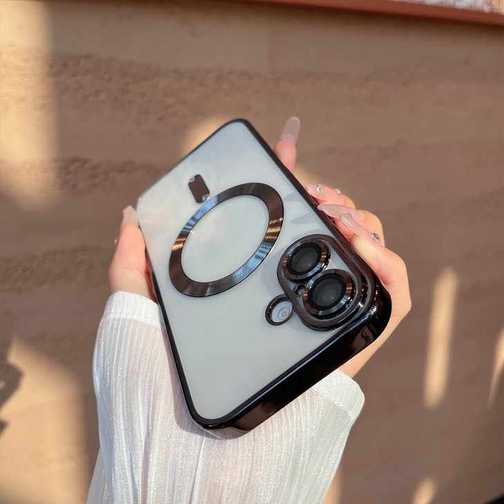 Sayoaho Strong Magnetic Clear Case for iPhone 16 Pro Max Phone Case with MagSafe, Non-Yellowing, Full Camera Lens Protector Plating Shockproof Soft C