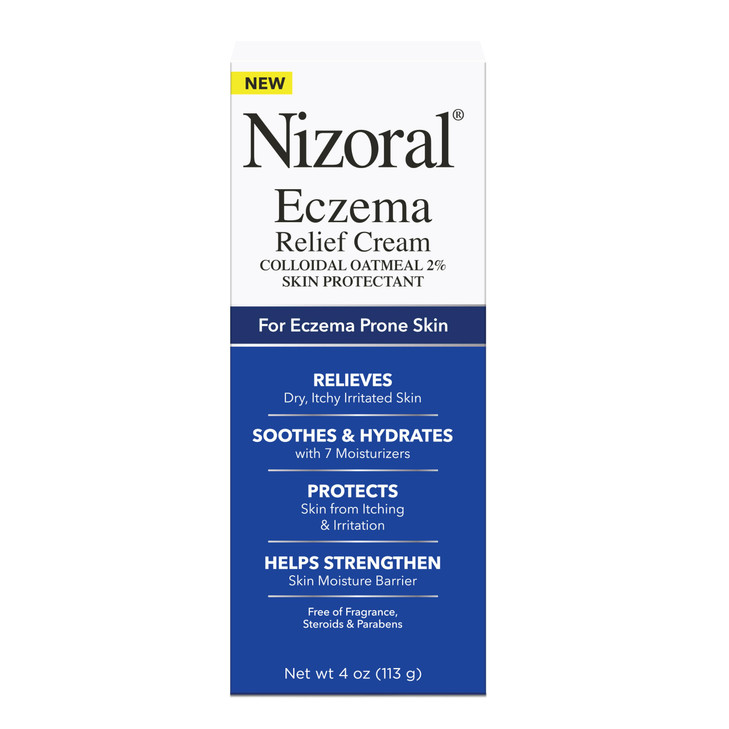 Nizoral Eczema Relief Cream, 4 Fl Oz (Pack of 1), Relieves Dry Itchy Irritated Skin, Soothes Hydrates with 7 Moisturizers, Colloidal Oatmeal 2%, Ecze