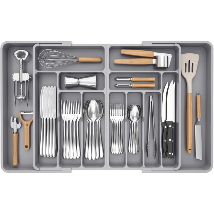 Lifewit Silverware Drawer Organizer, Expandable BPA Free Plastic Utensil Tray for Kitchen, Adjustable Flatware Cutlery Holder for Spoons Forks Knives