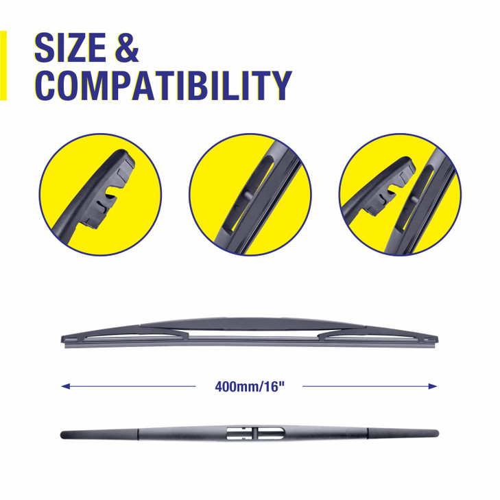 5 PLUS Rear Wiper Blade 16 inch (16-B),Replacement for Honda Odyssey 2023 2022 2021 2020 2019 2018 2017 2016-2005 Passport 2023-2019 Insight 2011 201