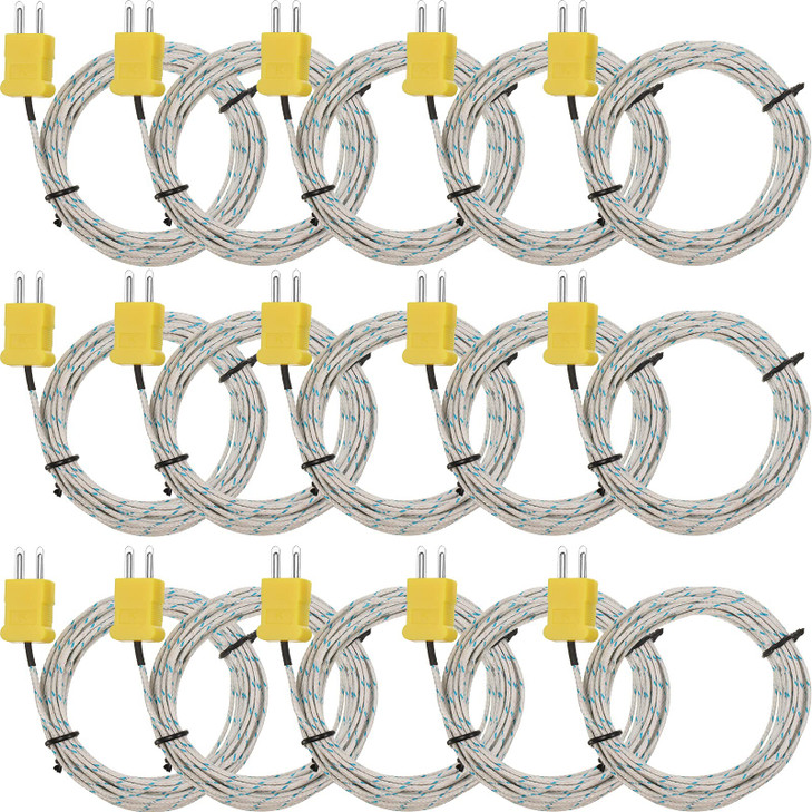 15 Pieces 3 Meters K Type Mini-Connector Thermocouple Temperature Probe Sensor K Type Thermocouple Wire Temperature Sensing Line Measure Range -50 to