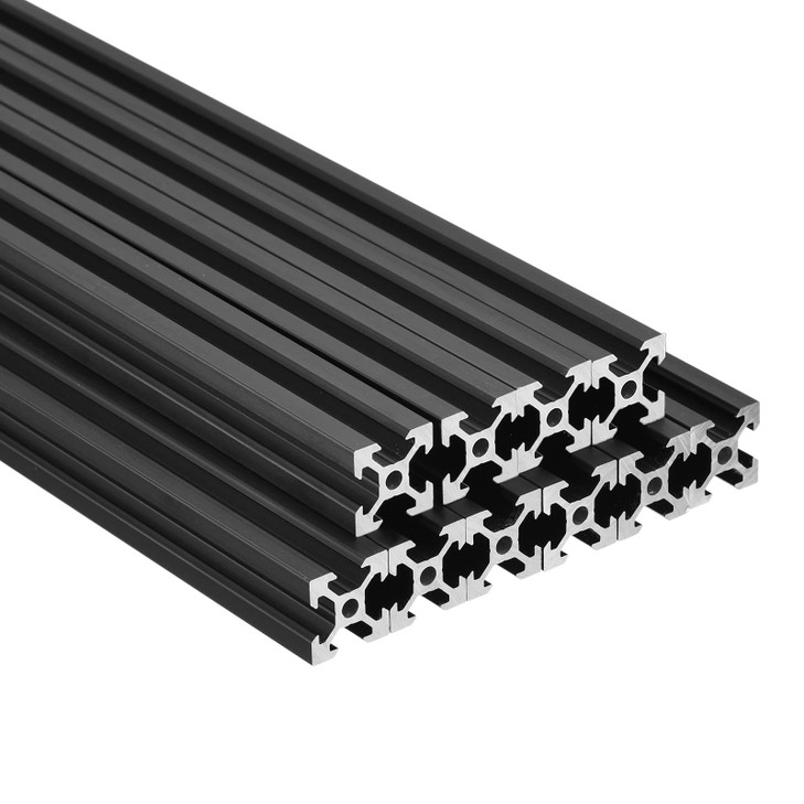 MECCANIXITY 10 Pcs V Slot 2020 Aluminum Extrusion European Standard 500mm 19 Inch Length Anodized Rail Black for CNC DIY 3D Printer and Industrial