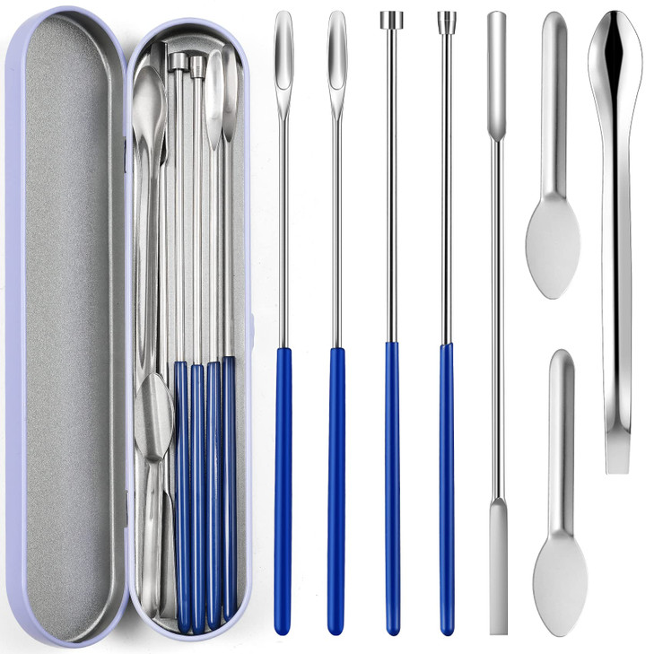 8 Piece Capsule Filling Machine Kits for Empty Pill Capsules Filler, Home & Lab Supplies - Micro Tiny Spoon Spatula, Lab Scoop Filling Tray, Herb Pow