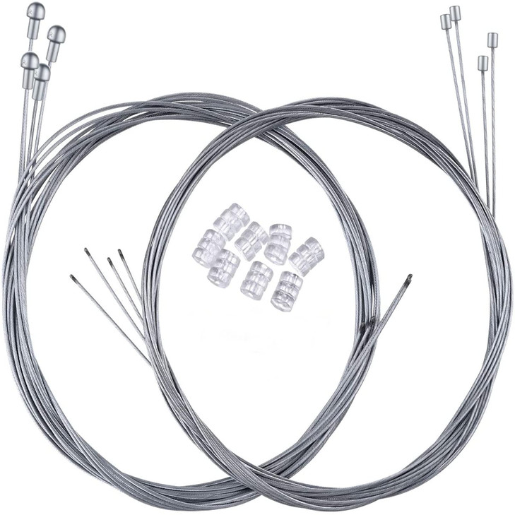 Hotop 2 Set Road Bike Brake Cable Gear Cable Wire and Caps Set (2 Set Road Bike Brake Cable Style B)