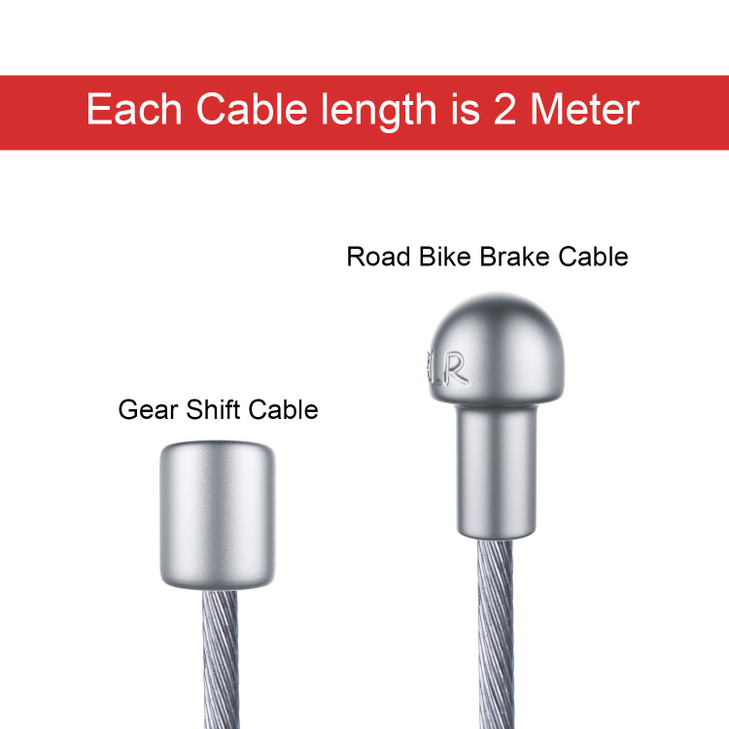 Hotop 2 Set Road Bike Brake Cable Gear Cable Wire and Caps Set (2 Set Road Bike Brake Cable Style B)