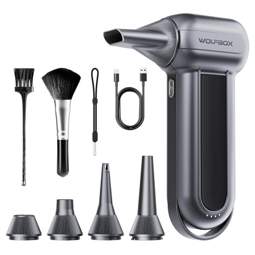 WOLFBOX MF100 Electric Air Duster-150000RPM Super Power Cordless Air Duster, Rechargeable Brushless Motor Durable Blower, 3-Gear Adjustable Dust Blow