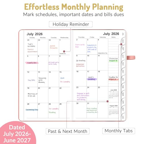 Forvencer Pocket Planner 2026-2027, Weekly Monthly Planners for Purse, 3.5" x 6", July 2026 - June 2027, Cute Small Daily Academic Calendar, Elastic
