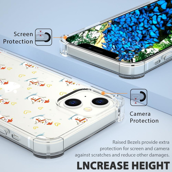 YCJACE Christmas Clear Phone Case for iPhone 16 Pro Max with Cute Snowman Pattern Soft TPU Anti-Fall Protective Slim Shockproof Cover for iPhone 16 P