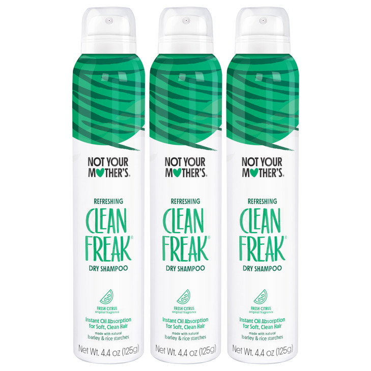 Not Your Mother's Clean Freak Original Dry Shampoo (3-Pack) - 4.4 oz Each - Instant Oil Absorption for Soft, Clean Hair - Fresh Citrus - Body Buildin