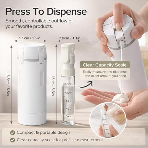 4 in 1 Travel Dispenser, 4 Pack 30ML Travel Bottles for Toiletries, Leak Proof Travel Size Containers, Portable for Shampoo Lotion Conditioner Cream