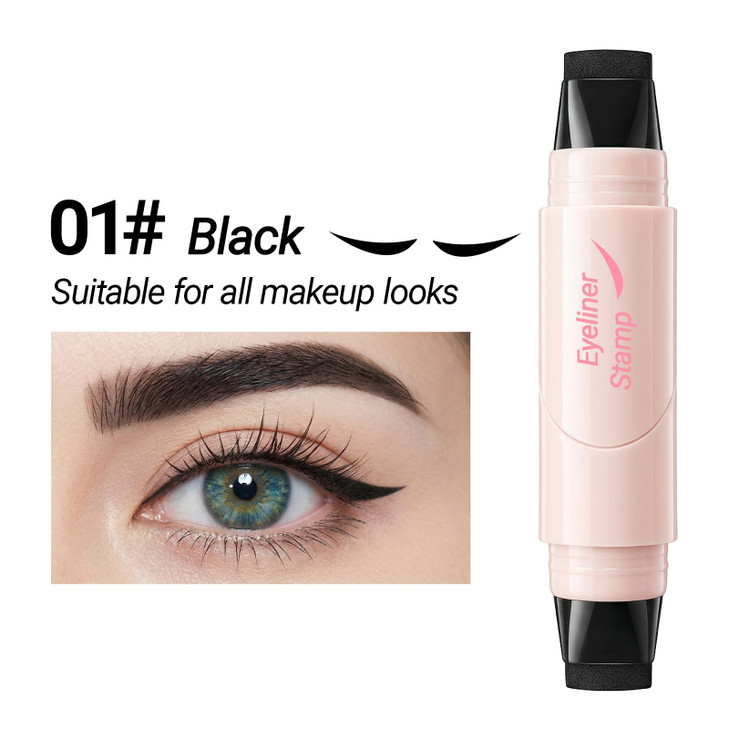 Erinde Winged Eyeliner Stamp Pen, Dual Head Rotating Eyeliner Stamp Pencil for Perfect Wings, Quick-Dry, Long-Lasting, Waterproof Smudge-Proof Cat Ey