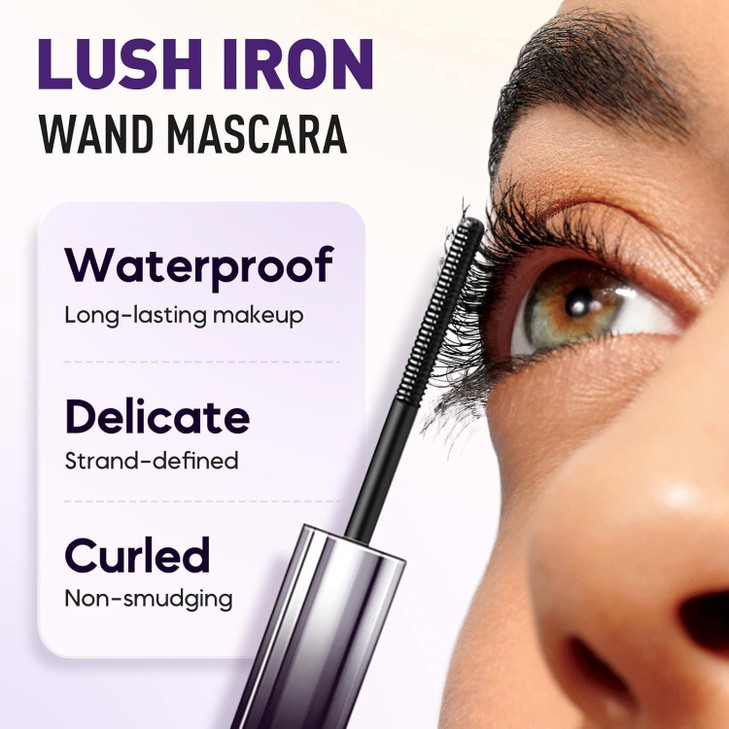 Iron Wands Rod Mascara, 3D Curling Eyelash Iron,Washable Waterproof Brushless Wand Mascara, Long Lasting Lash Extensions,No Flaking, No Clumping ?BLA